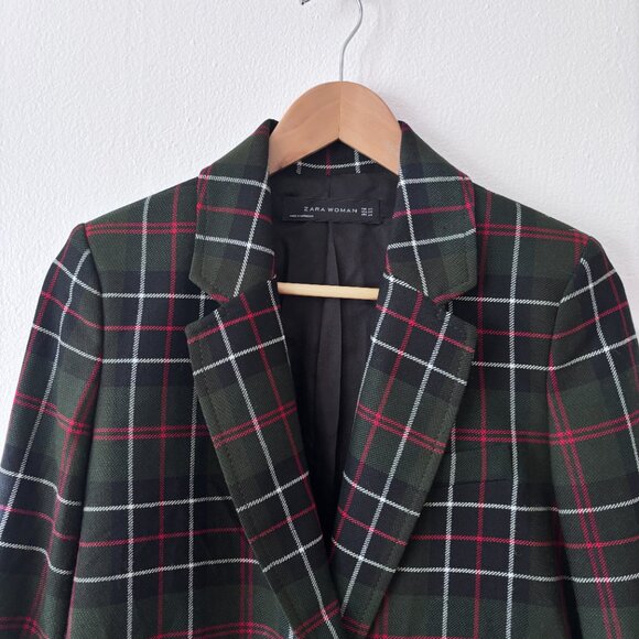Zara Tartan Plaid Double Breasted Blazer - Picture 6 of 10